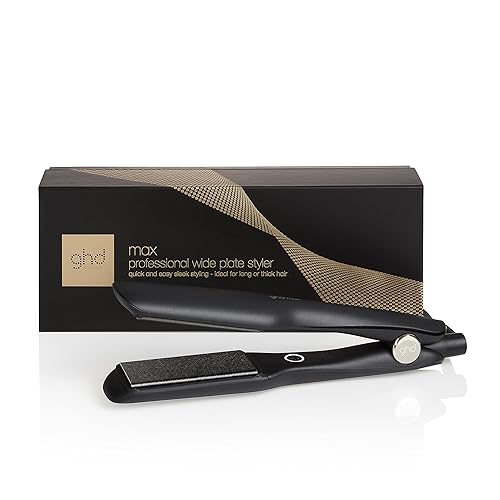 ghd Max Wide Plate Hair Straightener & Styler - Larger Plates for Fast Styling, More Shine, Frizz-Free - for Long, Thick or Curly Hair - (UK Plug) - Black 2023 Packaging