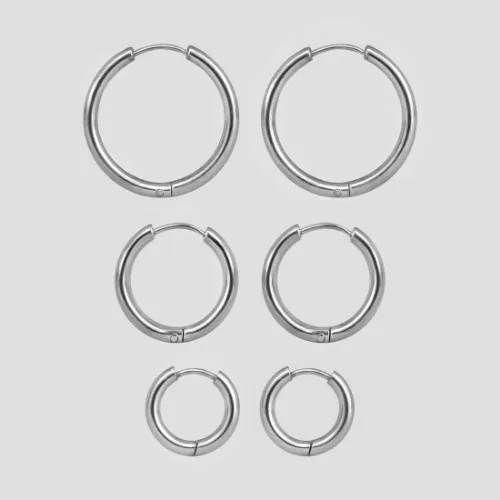 Tria Hoop Earrings Set | Silver / Pack of 3