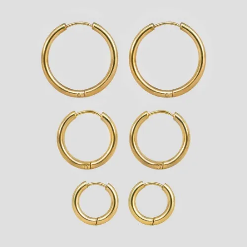 Tria Hoop Earrings Set | Gold / Pack of 3