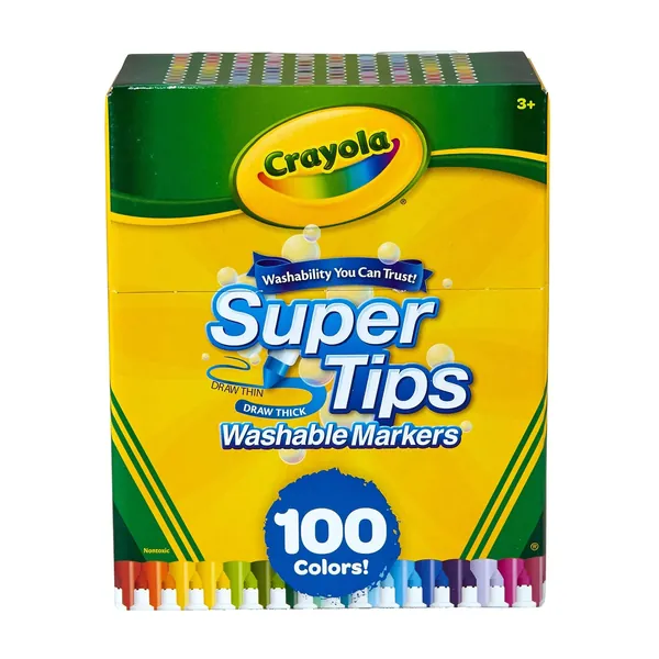 Crayola Super Tips Marker Set, Washable Art Markers For School, Back To School Supplies For Kids, 100 Count - Multi 100 Count (Pack of 1) Markers