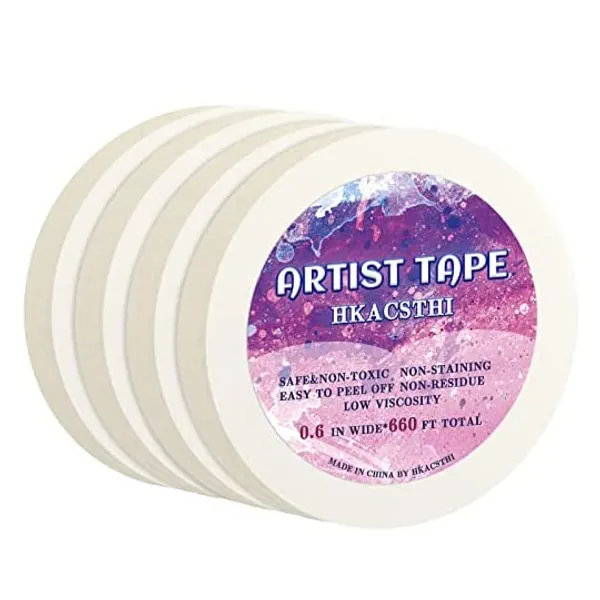 
                            4 Packs Artist Tape White Drafting Tape Acid-Free Masking Artists Tape Watercolor Tape for Painting Canvas Framing 0.6inch Wide 660FT Long Total
                        