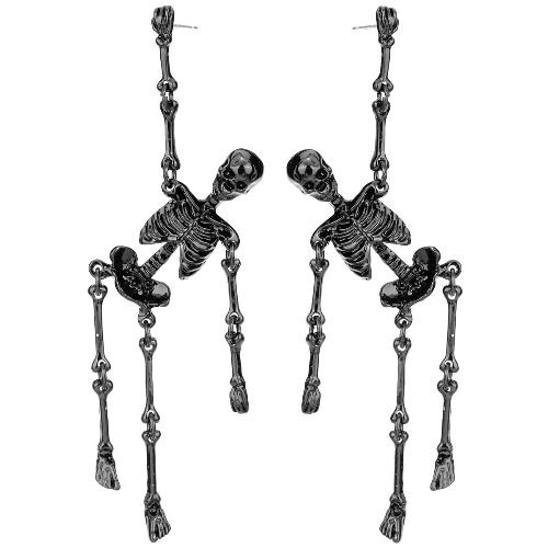 Szxc Women's Jointed Skeleton Dangle Long Earrings - 3-1/2 Inch - Ultra Light - Lead & Nickle Free - Halloween Costume Accessories