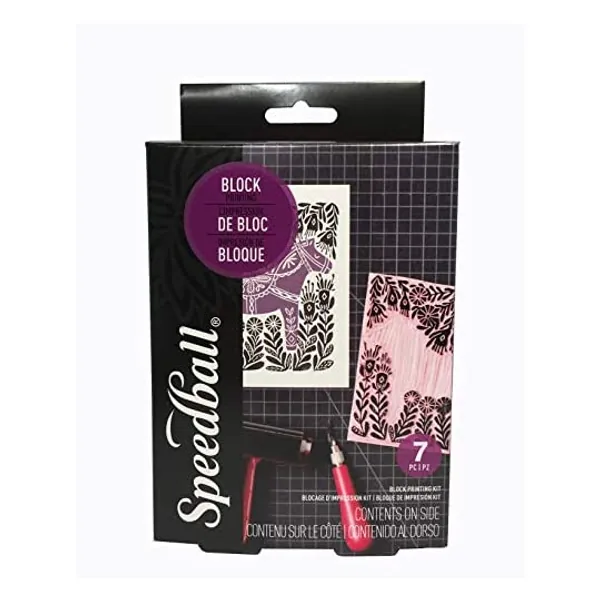 
                            Speedball Super Value Block Printing Starter Kit – Includes Ink, Brayer, Lino Handle and Cutters, Speedy-Carve
                        