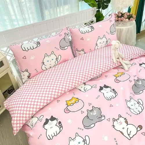 HOSIMA Pink Cats Duvet