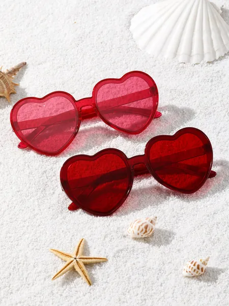 2pairs Heart Frame Fashion Glasses