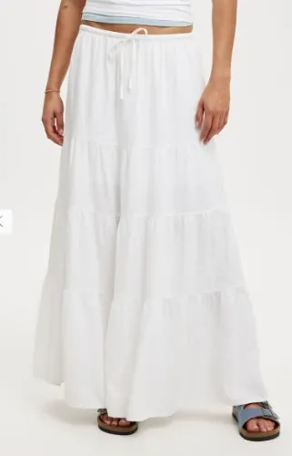 Haven Tiered Maxi Skirt White