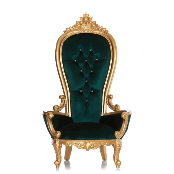 Queen Shelby Throne Chair - Green / Gold