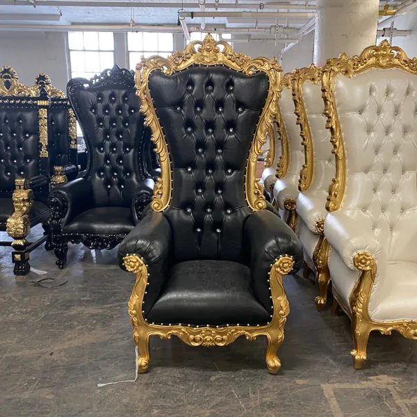 Queen Isabelle Throne Chair - Black / Gold
