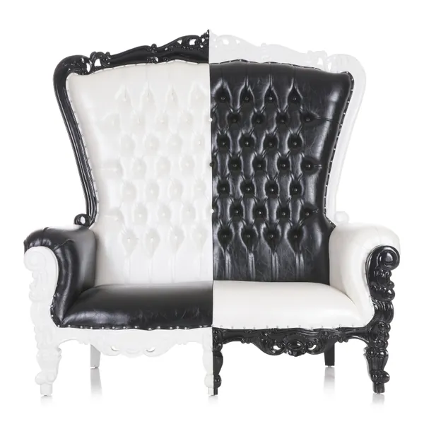 Queen Tiffany Love Seat Throne Chair - Black / White