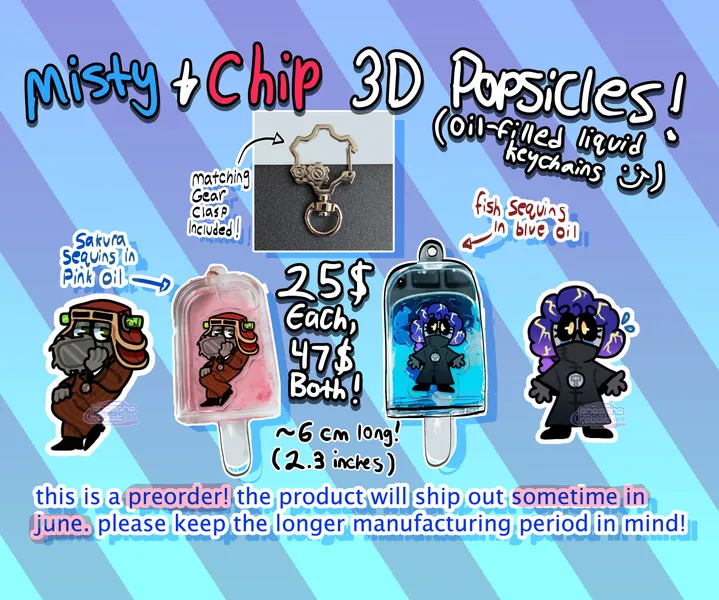 Toontown corporate clash - rainmaker + chainsaw consultant 2.3 in liquid popsicle charms - PREORDER