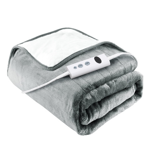 Electric Heated Throw, 50" x 60" Large Electric Blanket Soft Flannel Over Blanket with 10 Adjustable Temperature Levels, 9 Hours Timer, ETL Certification, Fast Heating and Machine-Washable Electric Over Blanket - X-Large