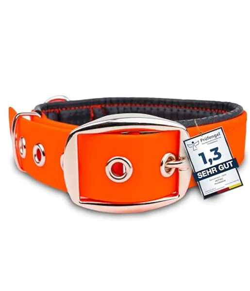 PetTec Halsband für große & kleine Hunde aus Trioflex™ | wetterfest & verstellbar in Farbe | Hundehalsband in Rot, Braun, Schwarz & Leuchtend Orange