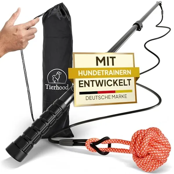 Tierhood Reizangel Hunde - Erziehungshilfen für Hunde - inkl. Beginner E-Book - Reizangel für kleine und große Hunde - Spielangel / Hundeangel für Spielspaß & Hundetraining - Hundespielzeug - M