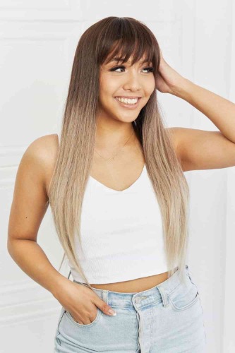 Long Straight Synthetic Wigs 26'' - Black/Gray / One Size