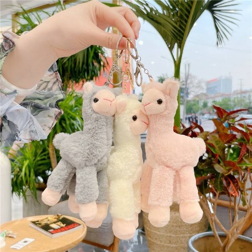 Kawaii Alpaca Plush Toy Keychain - White / 18cm
