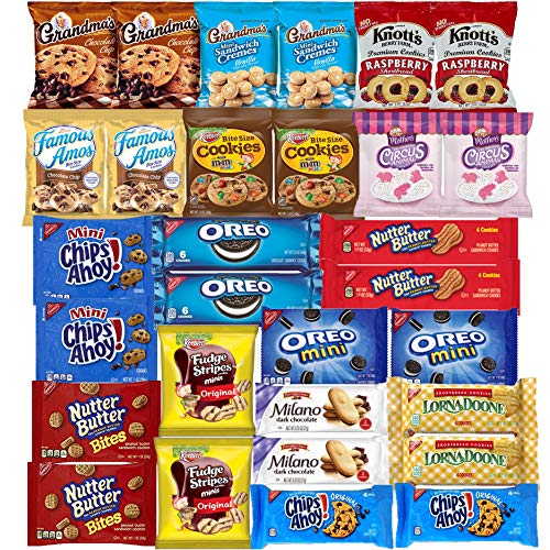 Cookies Variety Pack - Individually Wrapped Assortment - Sampler Bulk Care Package (30 Count)