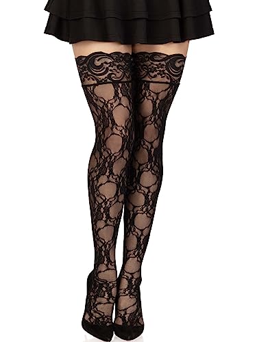 Leg Avenue womens Hosiery Lace Thigh Highs - One Size - Black Lace