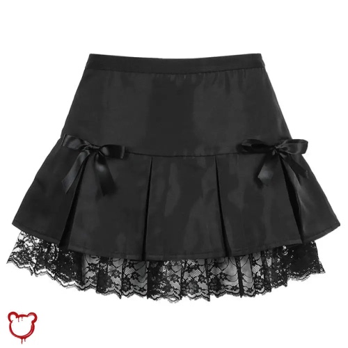 'Black Grunge Lace Skirt' - as picture / M