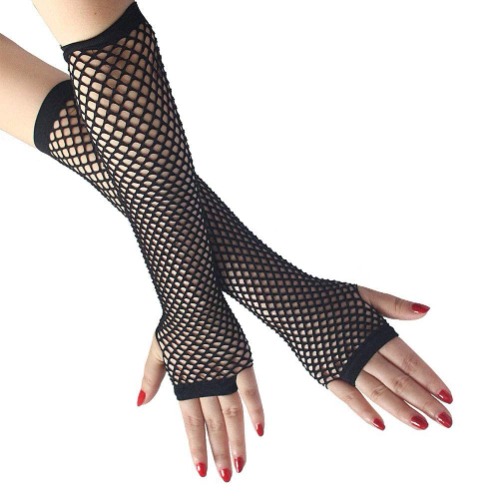 MHNJA Fishnet Gloves Women's Girls 80's Theme Party Fishnet arm Sleeve Fishnet Sleeves - 