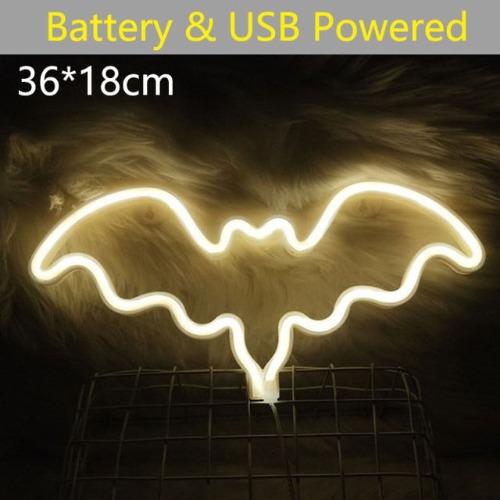 Colourful bat hanging neon light in 4 colours - Warm Hanging type
