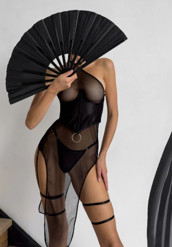 Sheer black geisha lingerie set