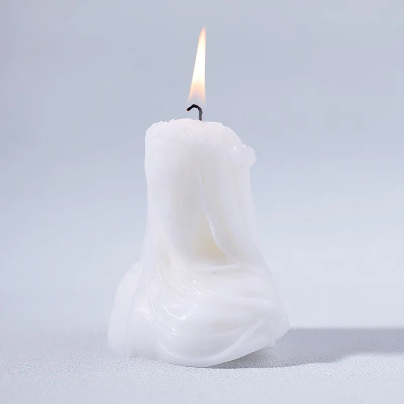 Black or White Veiled Woman Scented Candle Gothic Decor - WHITE
