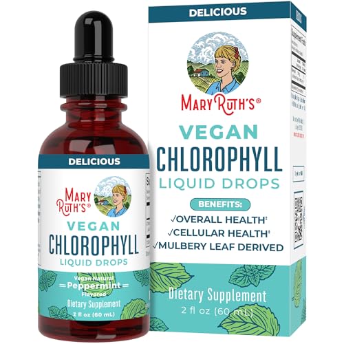 MaryRuth Organics Chlorophyll Liquid Drops, Clean Label Project Certified®, Vegan, Non-Diluted Liquid Chlorophyll| Mulberry Derived Supplement for Ages 14+, Non-GMO, Delicious Minty Flavor, 2 Fl Oz - Peppermint - 2 Fl Oz (Pack of 1)