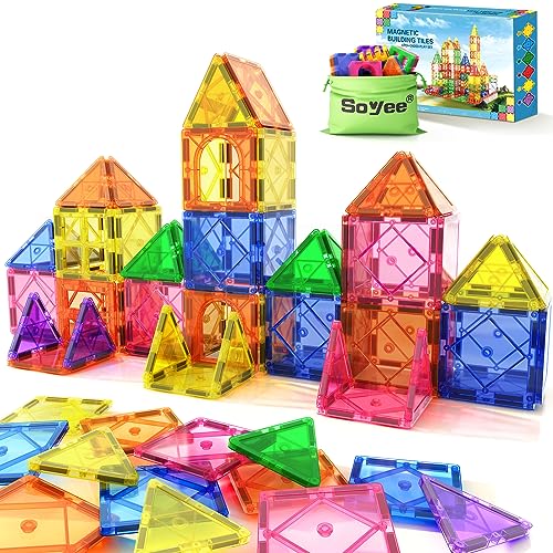 Magnetic Tiles Beginner Set Toys for Girls Boys Toddler Toys Sensory Toys for Toddlers 3-4 Magnetic Blocks for Kids Age 3-8 Outdoor Toddler Toys Activities for Kids Ages 3-5 Encourage Kids Creativity