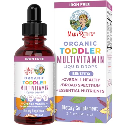 MaryRuth Organics Kids Multivitamin for Toddlers | USDA Organic | Toddler Vitamins Liquid Drops for Kids Ages 1-3 | Immune Support & Overall Wellness | Vegan | Non-GMO | Gluten Free | 2 Fl Oz - Orange Vanilla - 2 Fl Oz (Pack of 1)