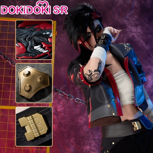 【Size S-3XL】DokiDoki-SR Game Cosplay Black Red Costume | Full Set / 3XL