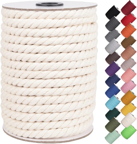 XKDOUS Macrame Cord 10mm x 40Yards, Natural Cotton Macrame Rope for Wall Hanging, Plant Hangers, Crafts, Knitting, Decorative Projects, Soft Undyed Cotton Cord