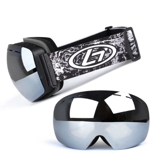Double Layers UV 400 Protection Anti Fog Ski Goggles - Gray