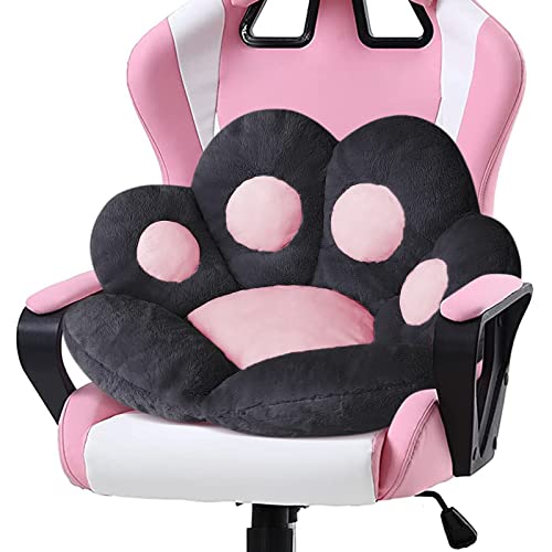 Ditucu Cat Paw Cushion Comfy Kawaii Chair Cushion 31.4 x 27.5 inch Bear Paw Lazy Sofa Office Floor Pillow Cute Plush Seat Pad for Gaming Chair for Bedroom Decor Black - Black - Large (Pack of 1)