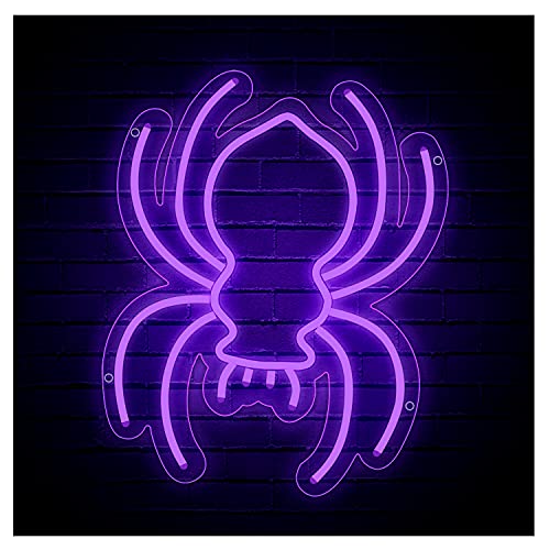 Arturesthome Purple LED Spider Lights Sign Light Up Spider Sign for Wall Night Light Birthday/Halloween Party Battery Powered/USB Christmas Lamp Home Decor