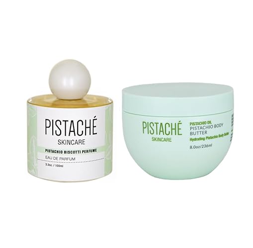 Pistaché Skincare Pistachio Dream Duo Set + Whipped Body Butter + Biscotti Perfume + Nutty + Sweet + Signature Scent
