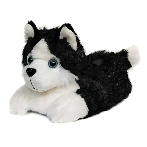 Onmygogo Fuzzy Winter Animal Dog House Slippers for Men and Women - 8-10.5 Women/8.5-10.5 Men - Black Husky