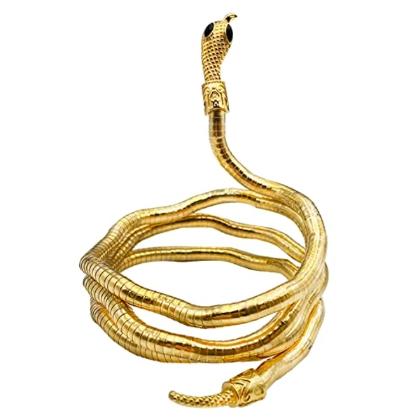 Taichell Gold Punk Snake Bracelet Necklace for Women Flexible Snake Bracelet Bendable Adjustable Snake Bracelet Necklace Halloween Jewelry Cosplay Accessories