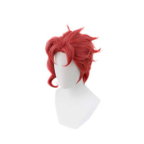 C-ZOFEK Men's Anime Halloween Cosplay Wig Short Red with Curly Bang (Red) - Red