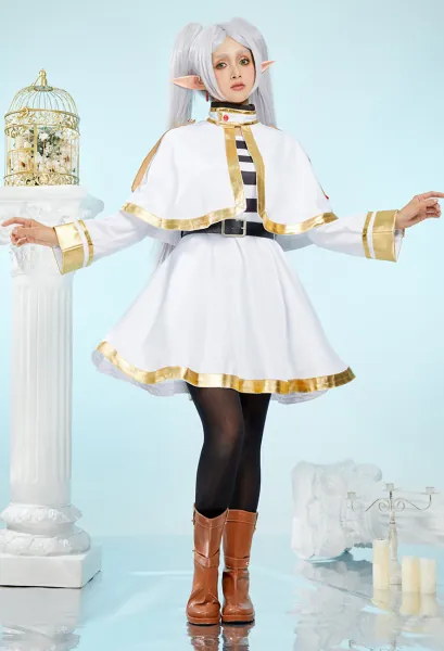 Frieren: Beyond Journey&#039;s End Frieren Cosplay Costume Dress and Shawl with Belt