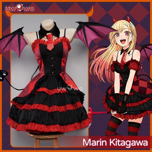 【In Stock】Uwowo My Dress-Up Darling Marin Kitagawa Falls In Love Red Devil Halloween Cosplay Costume - S