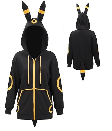 DAZCOS Anime Cosplay Hoodie Sweatshirt With Ears Tail Costume for Women - X-Large - Black