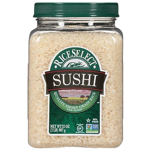 RiceSelect Sushi Rice for Sushi and Japanese Food, Premium Gluten-Free Short-Grain Rice, Non-GMO, 32-Ounce Jar - 2 Pound (Pack of 1)