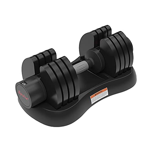 Bpulse 27.5lb/50lb Adjustable Dumbbell Set Dial Adjustable Dumbbell with Handle and Weight Plate Fast Adjust Weight by Turning Handle, Great for Full Body Workout - 50lbs