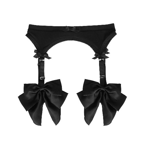 Bonnie Suspender Black Mesh and Silk | Black Mesh and Silk / L