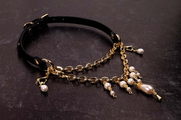 Black Leather Pearl Martingale Collar _ LIMITED _ | Default Title