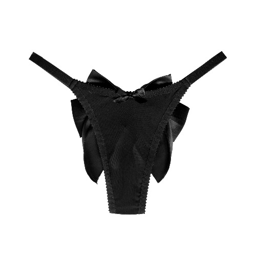 Bonnie Thong Black Mesh and Silk | Black Mesh and Silk / L