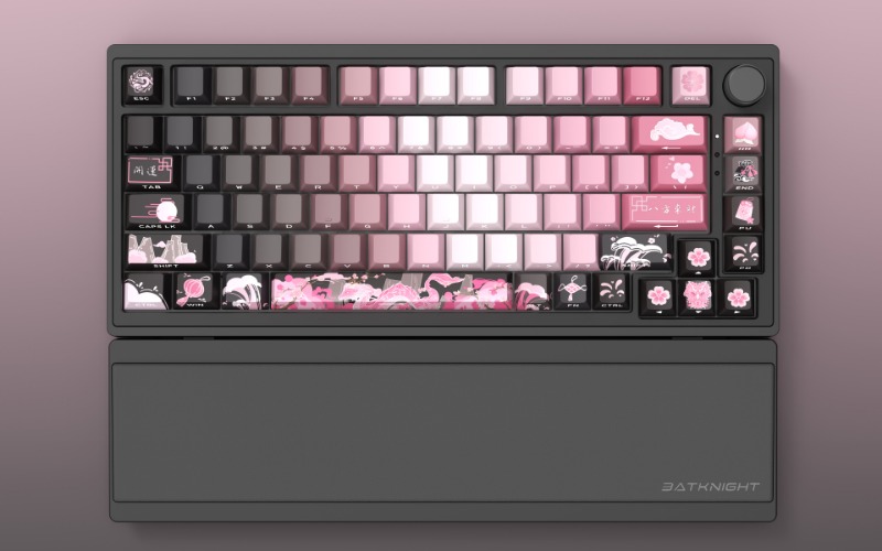 [In Stock] BK75 75% Pre-Built Mechanical Keyboard | Pink Black / Leather