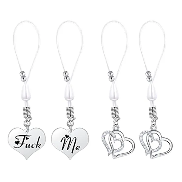 QWALIT Fake Nipple Ring Stainless Steel Non Piercing Nipple Rings Clip On Nipplerings with Choker Nipple Clamps with Chain Faux Body Piercing Jewelry for Women Men