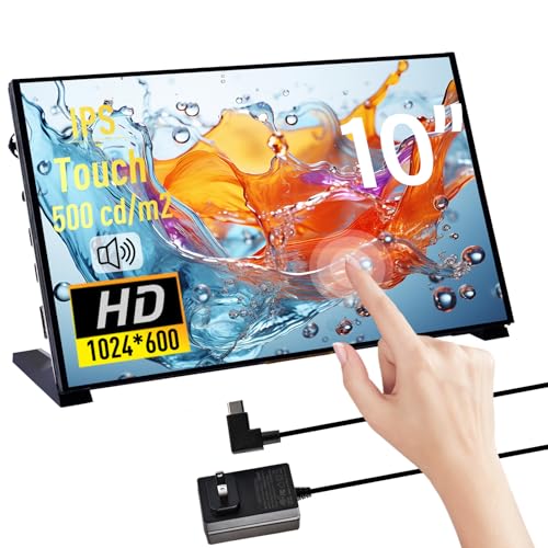 GeeekPi 10.1 inch Capacitive Touchscreen for Raspberry Pi, HDMI Monitor IPS 1024X600 LCD Display with Dual-Speaker for Raspberry Pi 5/4B/3B+/3B/B+, with Mount Hole to Install Raspberry Pi Board - 10.1 inch