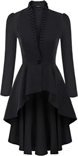 Scarlet Darkness Womens Gothic Steampunk Jacket Long Victorian Waistcoat Jacket Top - Black-long Sleeve XX-Large